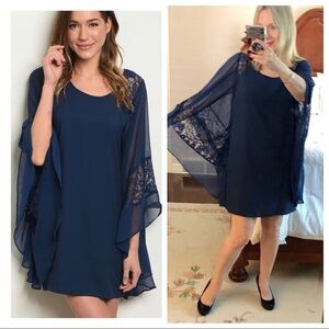Last 1 MIILLA blue party dress dolman lace sleeves